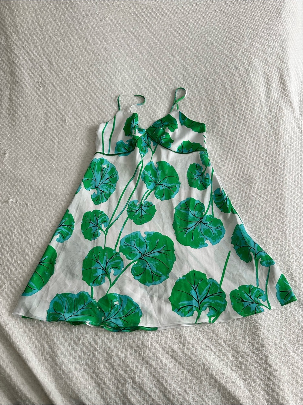 Diane Von Furstenberg for Target White Dress with Green and Teal Leaf Print